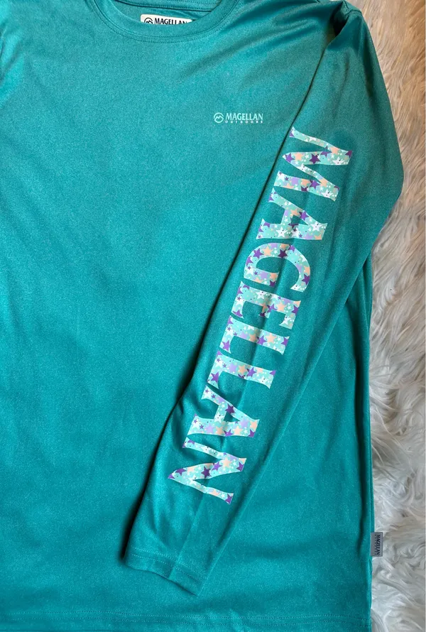 Magellan Outdoors Fish Gear Women's Size S Boyfriend Fit Teal Moisture Wicking Logo Shirt - Image 7