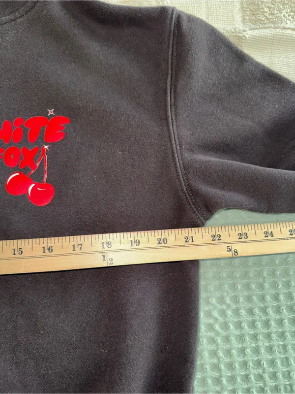 White‎ Fox "Don't Waste Time" Cherry Bomb charcoal hoodie S/M - Image 4