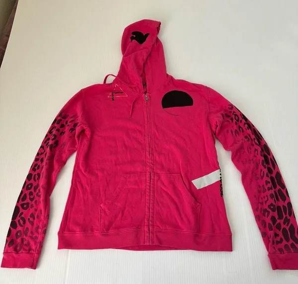 Free City Leopard Zip Hoodie Fuschia, S - Image 2