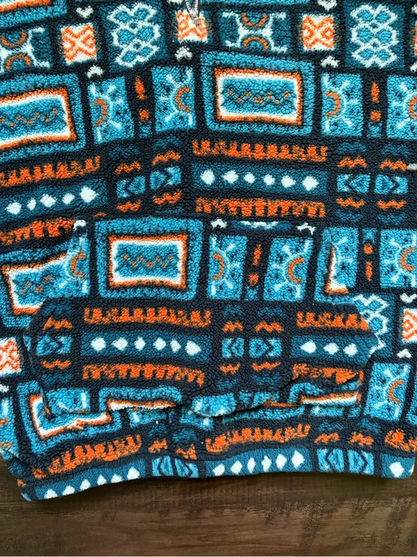 Women's western Teal and Orange Patterned Fleece Quarter-Zip Sweater size small - Image 4