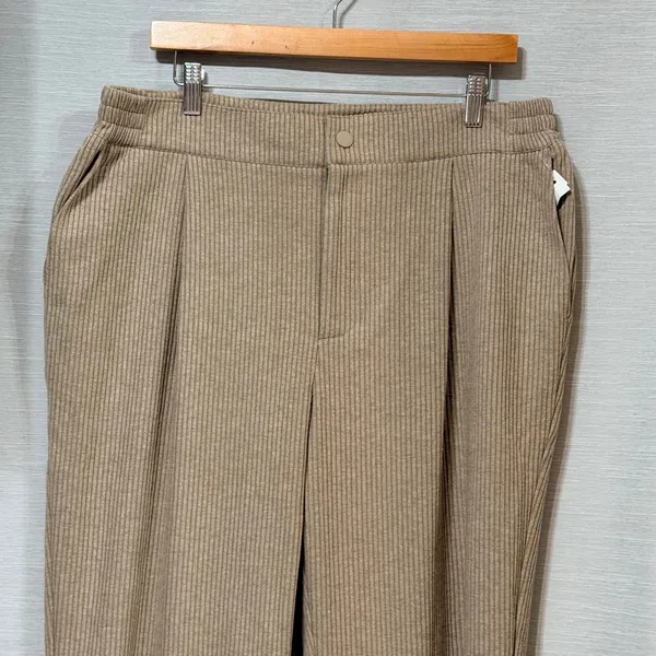 Varley Women High Rise Ribbed Wide Leg Pants Sand Beige XL Rib Knit Trousers - Image 4