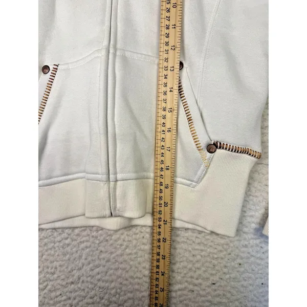 Coogi Hoodie Womens Medium White Full Zip Embroidered Logo‎ Fleece Raglan Sleeve - Image 11