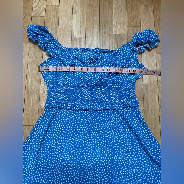 Blue Polka Dot Ruffle Dress - Image 5