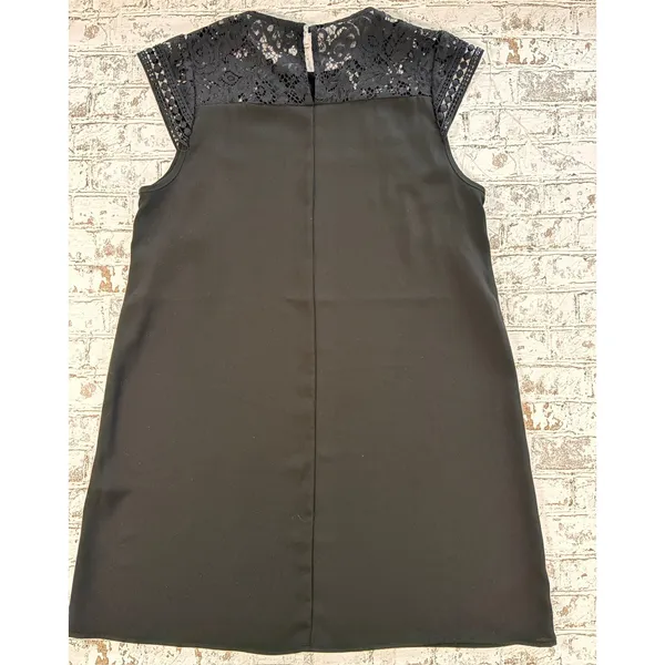Zara Black Lace Trim Shift Dress Womens‎ Small Sleeveless Crochet Mini Dress - Image 2