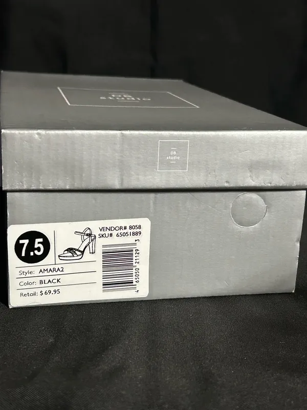 David’s Bridal Women’s Black Rhinestone Prom Party Dress Heels In Box SZ 7.5 - Image 14