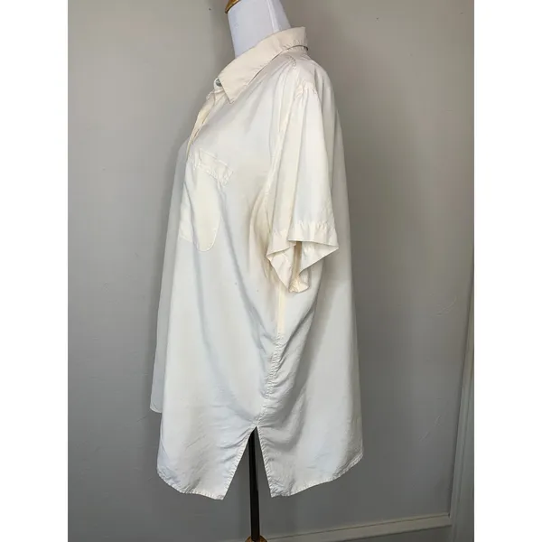 Cream Jacque & Koko Silk Short Sleeve Button Up Shirt Sz 18/20 - Image 3