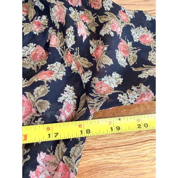 Reformation Floral Midi Dress Tie Neck Long‎ Sleeve Slit Black Size 0 - Image 6