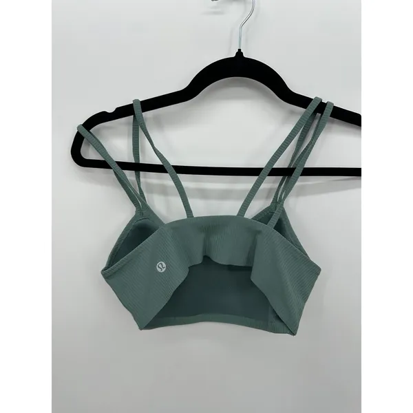 Lululemon Ribbed Strappy Back Sports Bra Sage Green Teal Size 6 Activewear - Image 2