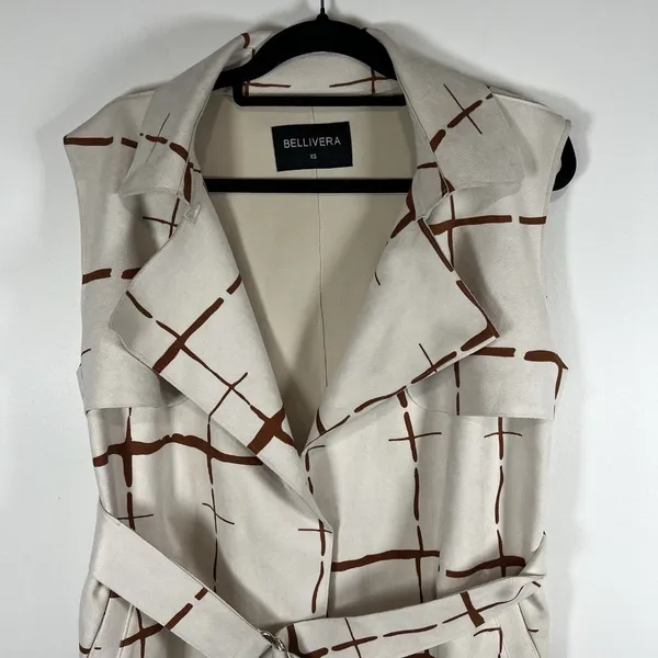 Bellivera Faux Suede Sleeveless Jacket With‎ Belt NWT Womens Size XS - Image 3