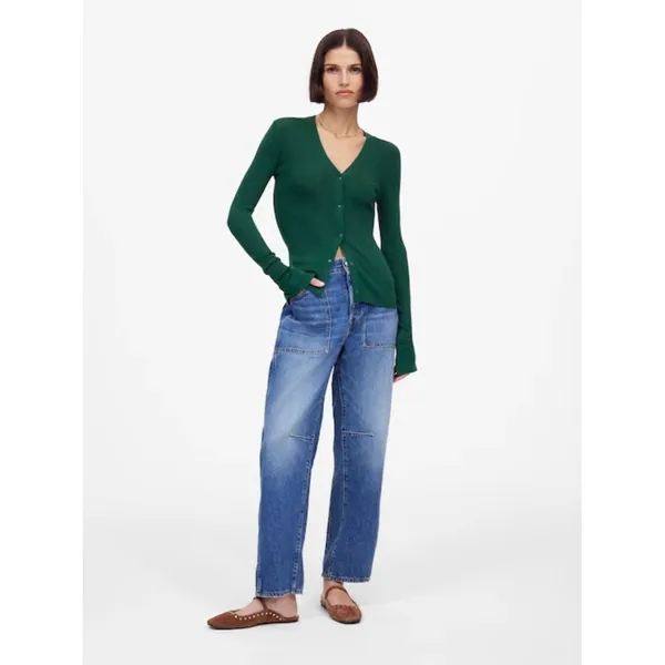 Madewell Merino Wool-Silk Blend Cardigan Sweater Mallard Green Size XS - Image 2