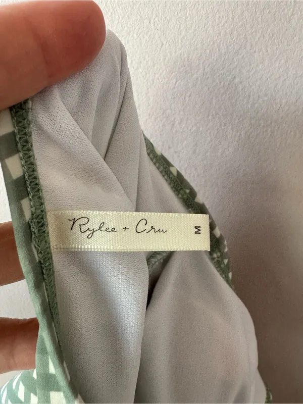 Riley + Cru‎ Sage Gingham One Piece Knotted Bathing Suit Mama Suit Size Medium - Image 2