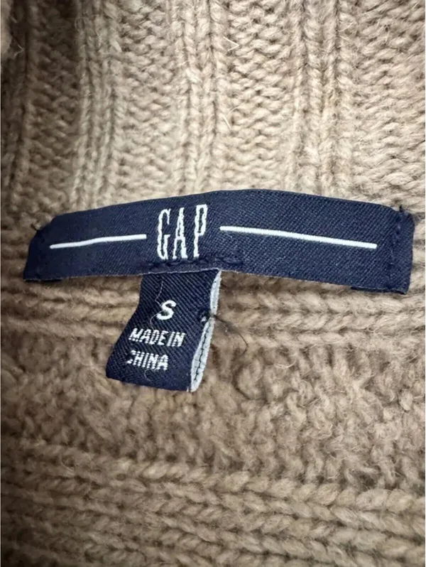 GAP Taupe Cable Knit Open Cardigan Women’s Small Draped Waterfall Cozy Sweater - Image 3