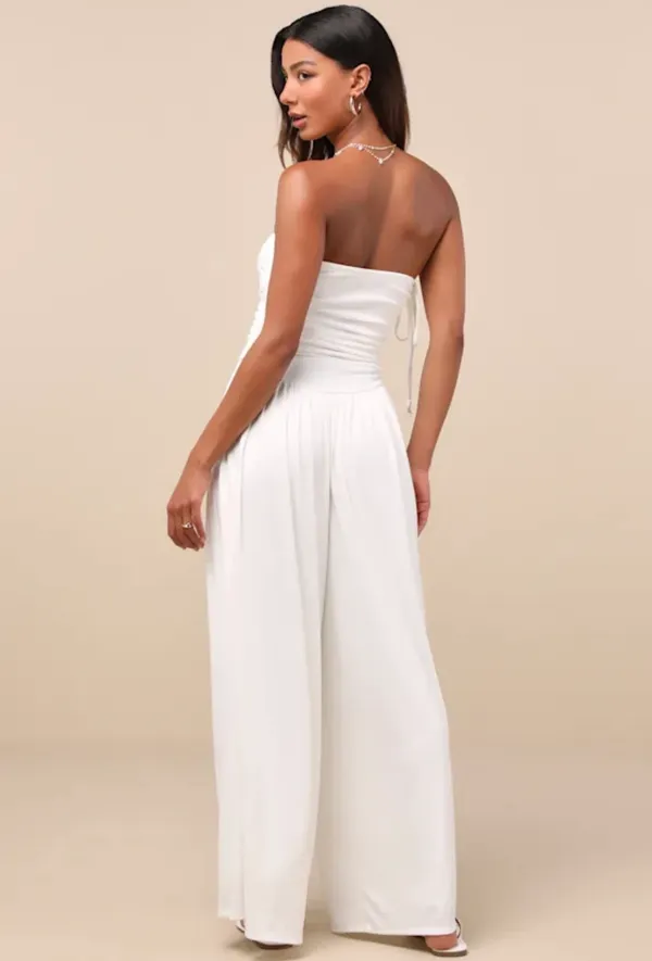 Lulus White Strapless Jumpsuit - Image 3