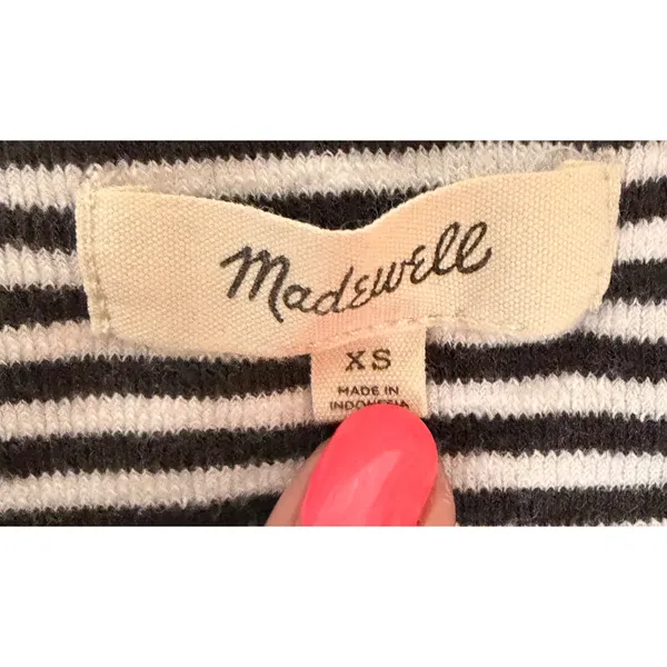 Madewell Westville Crop Tee‎ XS Striped Scoop Neck Ribbed Short Sleeve Crop Top - Image 4