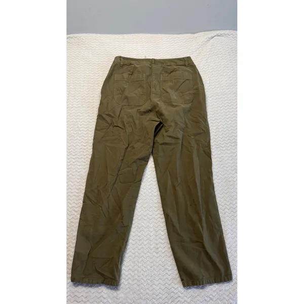 Eileen Fisher Olive Green Organic Cotton Hemp Straight Leg Utility Pants Size 2 - Image 3