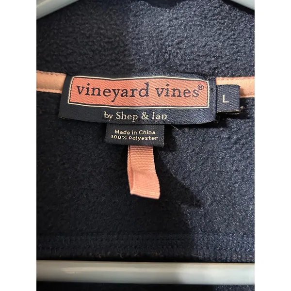 Vineyard Vines Marthas Vineyard Fleece Vest Womens L‎ Large Full Zip Navy - Image 4
