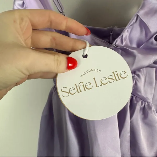 Selfie Leslie | Purple Heavenly Bliss Ruffle Mini Dress Lilac Size Small NWT - Image 5