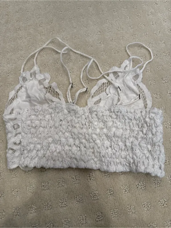 Free People FP One White Crochet Lace Bralette Halter Festival Boho XS - Image 4