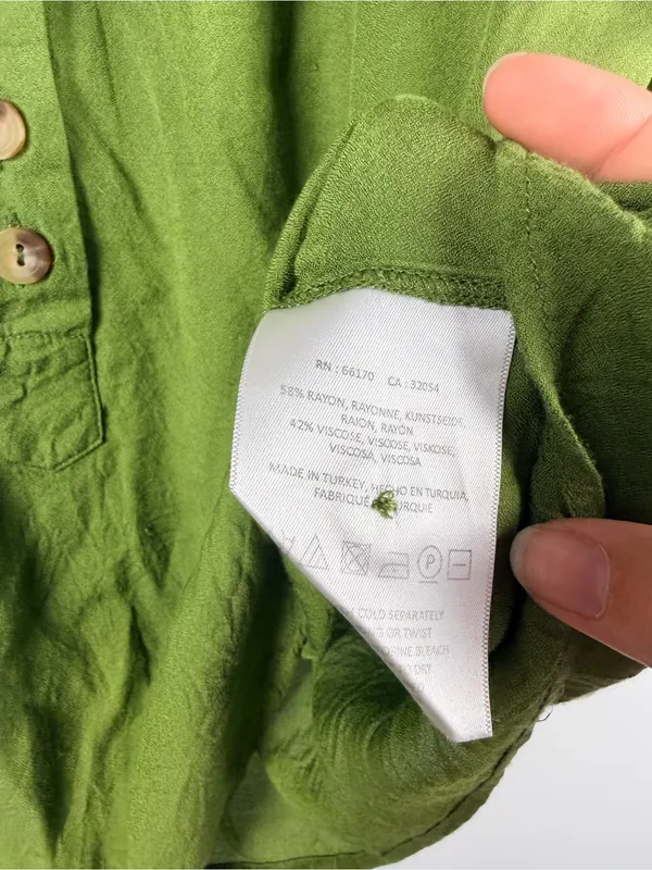 Maeve Anthropologie Green Kalas Button Henley Top Balloon Sleeve Shirt XS - Image 5