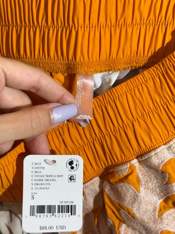 NWT FP Movement Orange Brown Floral Drawstring Athletic Running Shorts Size S - Image 8