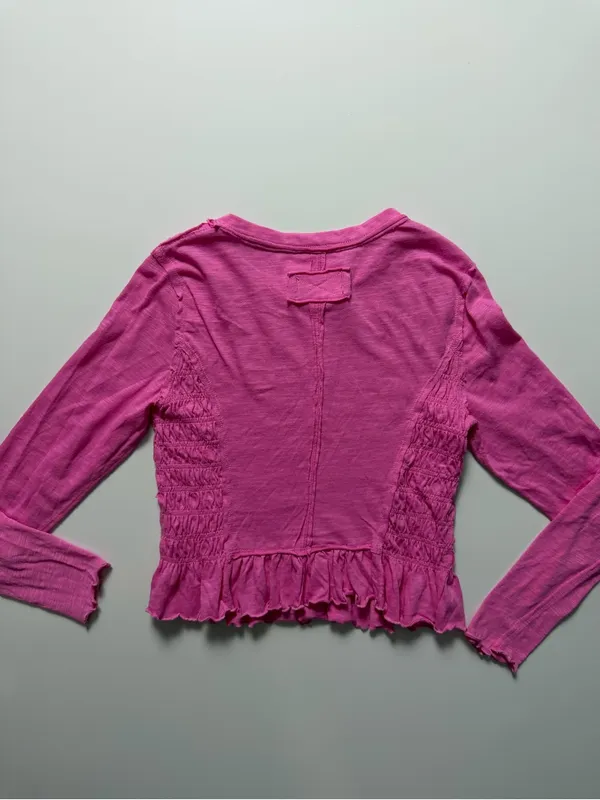 Free People We The Free Sylvie Smocked Long Sleeve, Pink, Size S - Image 4
