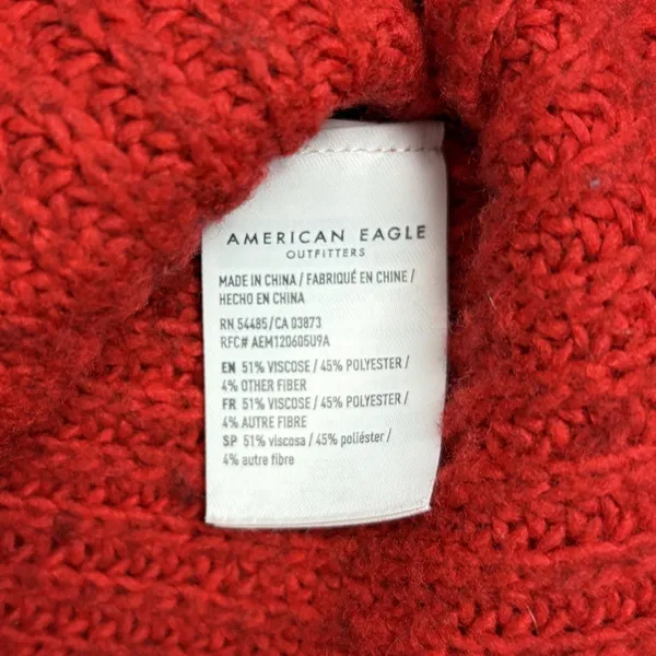 American Eagle Knit Crewneck Sweater Women's XXS Red Oversized Cozycore Academia - Image 8