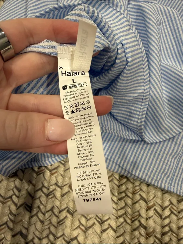 NWOT Halara Blue and White Shirred Stripe Midi Slip Dress - Image 8