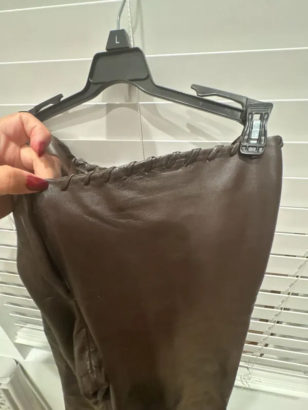 Vintage Brown Leather Pants Brown Leather Size 14 - Image 3