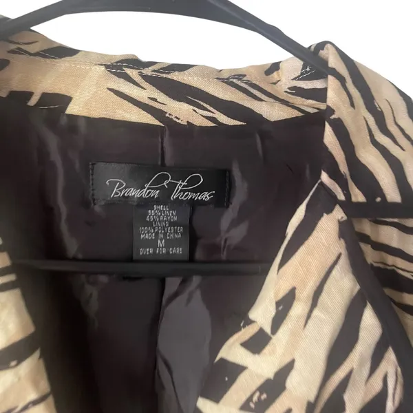 Brandon Thomas Y2k Women's Size Medium Linen Blend‎ Animal Print Retro Blazer - Image 4
