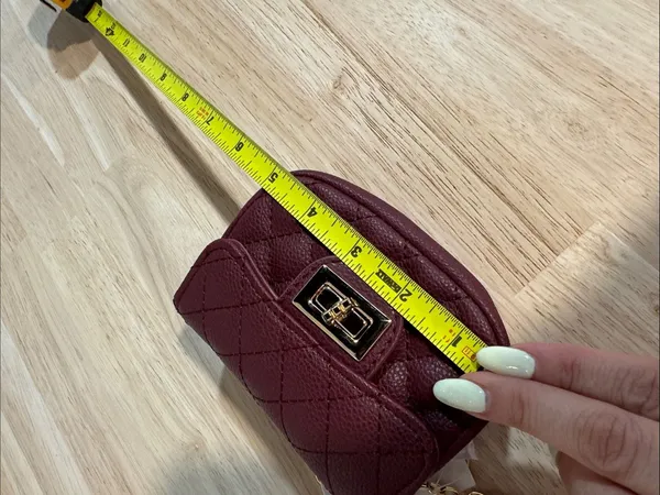 Quilted Mini Crossbody Bag in Burgundy with Gold Chain NWT - Image 6