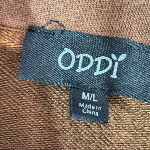 Oddy‎ Shacket Jacket Women Medium Large Brown Distressed Jersey Knit Cropped - Image 10