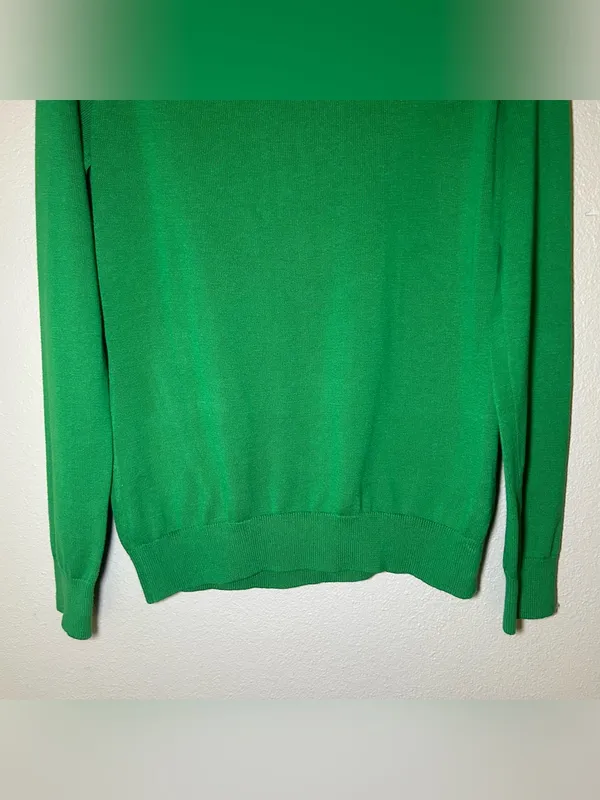 NEW Ralph Lauren Green Cotton Ribbed Trim Preppy Pullover Sweater Women’s Large - Image 6