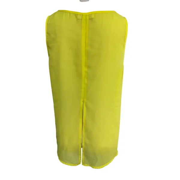 YA Los‎ Angeles L Yellow Tank Top Women's Silk Blend Embroidered Mesh Panel - Image 8