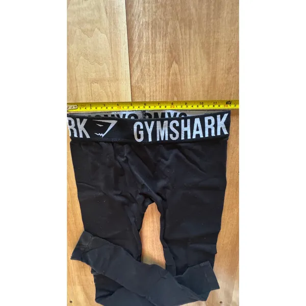 Gymshark Flex Seamless Leggings Black‎ Gray Logo Waistband Mid Rise Womens Small - Image 4