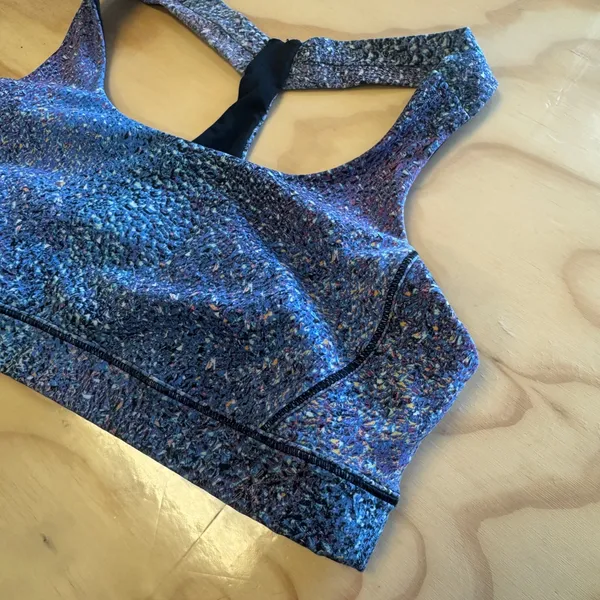 Lululemon Energy Bra Blue Purple Multi Color Pixel Print Racerback Size 8 - Image 3