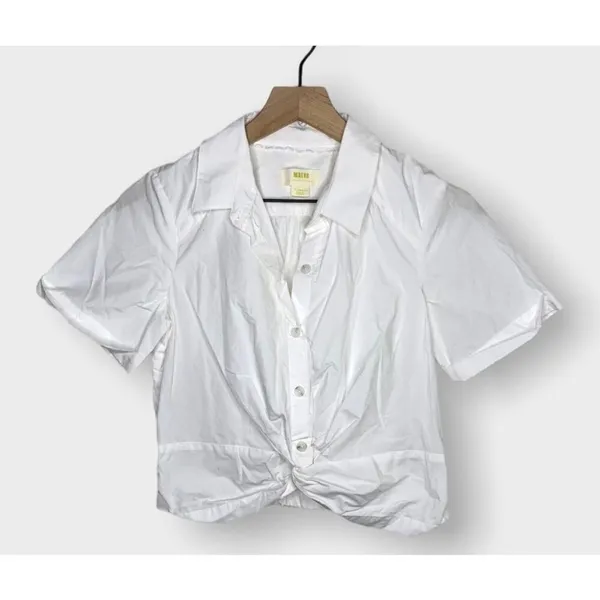 ✨MAEVE Anthropologie Short Sleeve Button Down Sz XS White Top✨ - Image 2