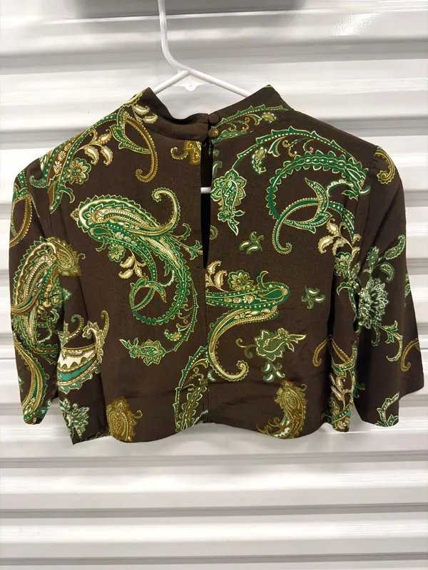 Hemant & Nandita Boxy Top Dark Brown Womens Size XS - Image 5