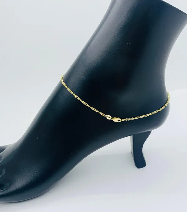 Real 10k Gold Ankle Bracelet Singapore 10” - Image 7