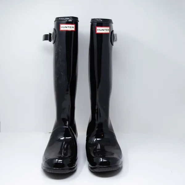 NEW Hunter Women's Rubber Knee High Rain Waterproof Shiny Boots Black 10 - Image 2
