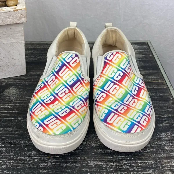 Ugg White Caplan Logo Print Slip On Athletic Sport Sneaker Shoes 6 - Image 3