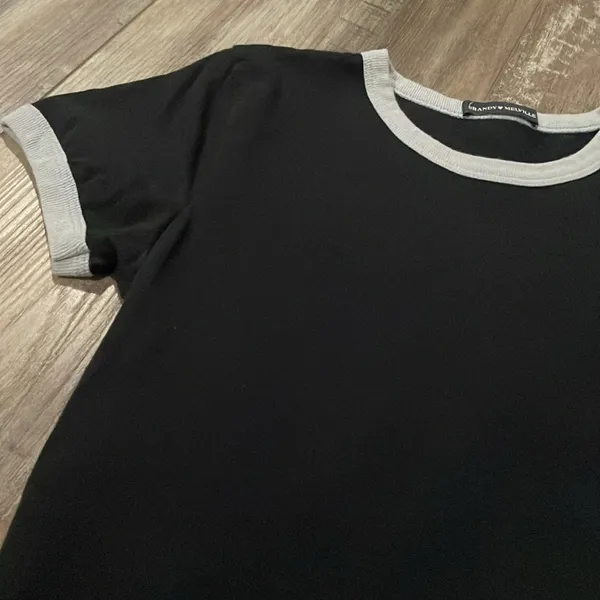 Brandy Melville Nadine Navy Blue Ringer Tee - Image 2