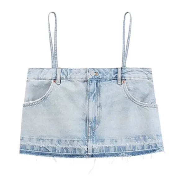 Zara Trf‎ Skirt Style Denim Crop Top - Image 3