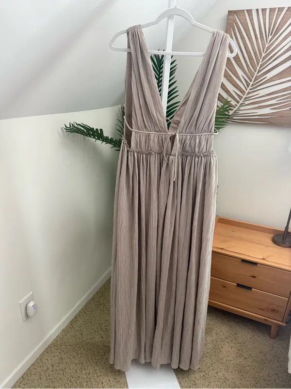 Jonathan Simkhai Gold Plisse Gown | Sz Large - Image 5