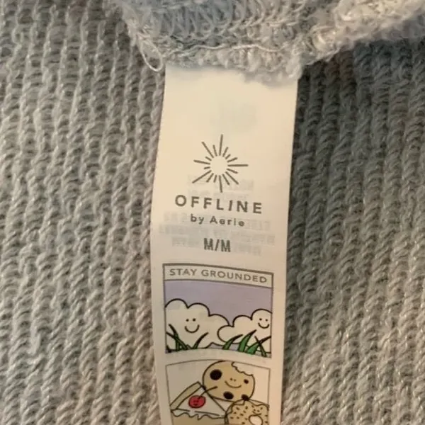Offline by‎ Aerie Gray Short Sleeve Sweatshirt Medium Terry Knit Lounge Top - Image 4