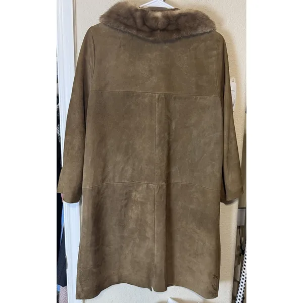 Vintage Annshire Original Suede Coat Faux Fur Collar Tan Brown 60s Union made - Image 10