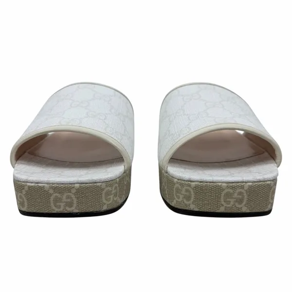 Gucci GG Monogram Malaga Kid Platform Slide Sandal White Size 41 - Image 5