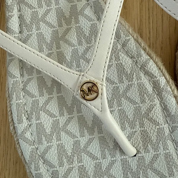 Michael Kors Espadrille Sandals Samara Size US8 White Beige Gold - Image 3