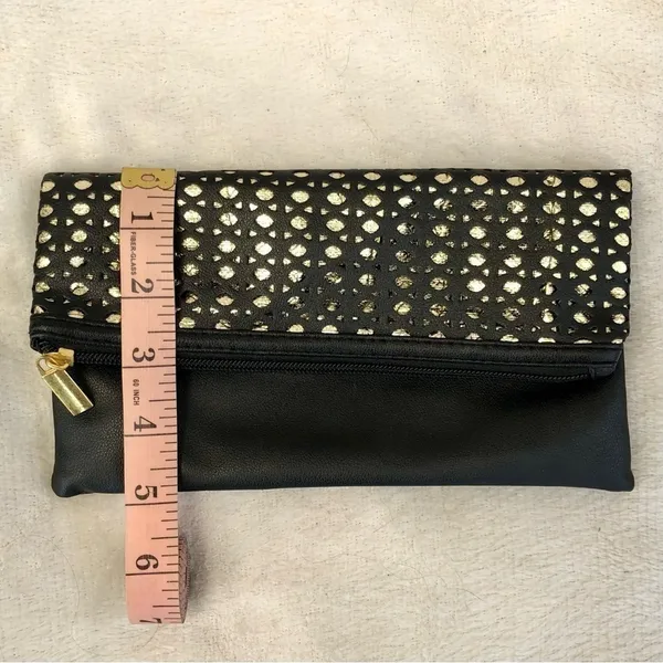 Y2K Gold Metallic Clutch Bag Black - Image 6