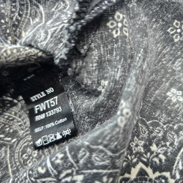 POL Clothing Paisley Bandana‎ Button Down Shirt Charcoal Grey Oversized FWT57 S - Image 5
