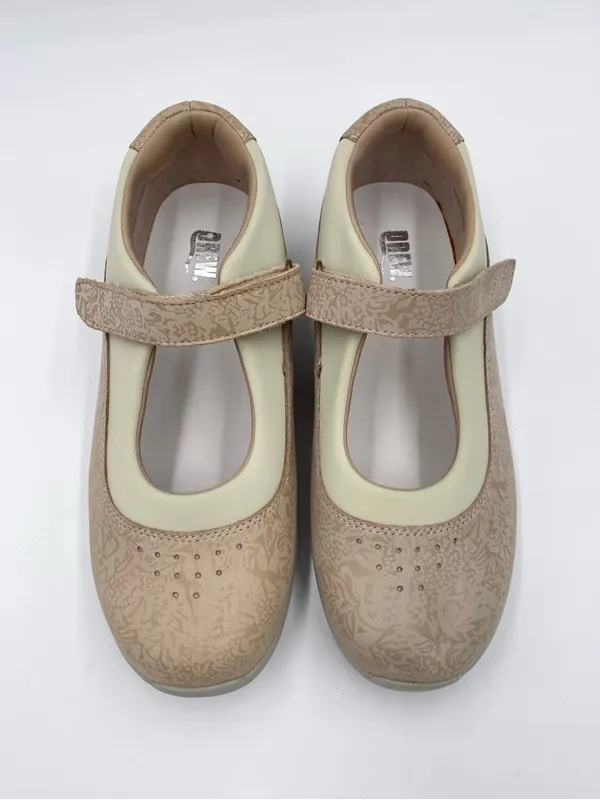 DREW Rose Mary Jane Flats Comfort Shoes Women's Size 7.5 Wide Bone Tan Floral - Image 3